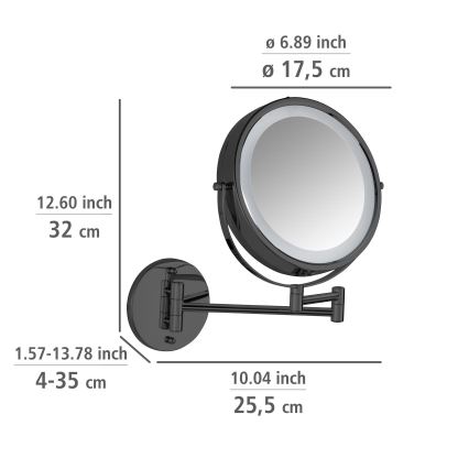 WENKO 71559800 - Zrkadlo POWER-LOC 25,5x32 cm čierne