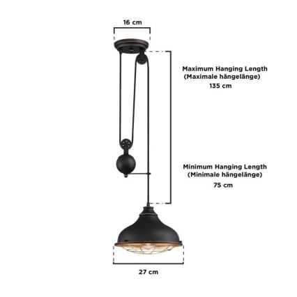 Westinghouse 61249 - Luster na lanku CHAVES 1xE27/60W/230V