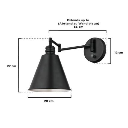 Westinghouse 61254 - Nástenná lampa TROCADERO 1xE27/60W/230V