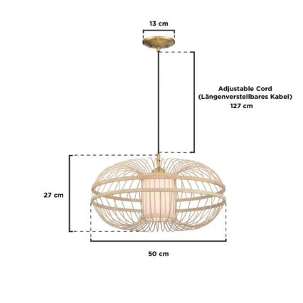 Westinghouse 61255 - Luster na lanku TULCEA 1xE27/60W/230V bambus