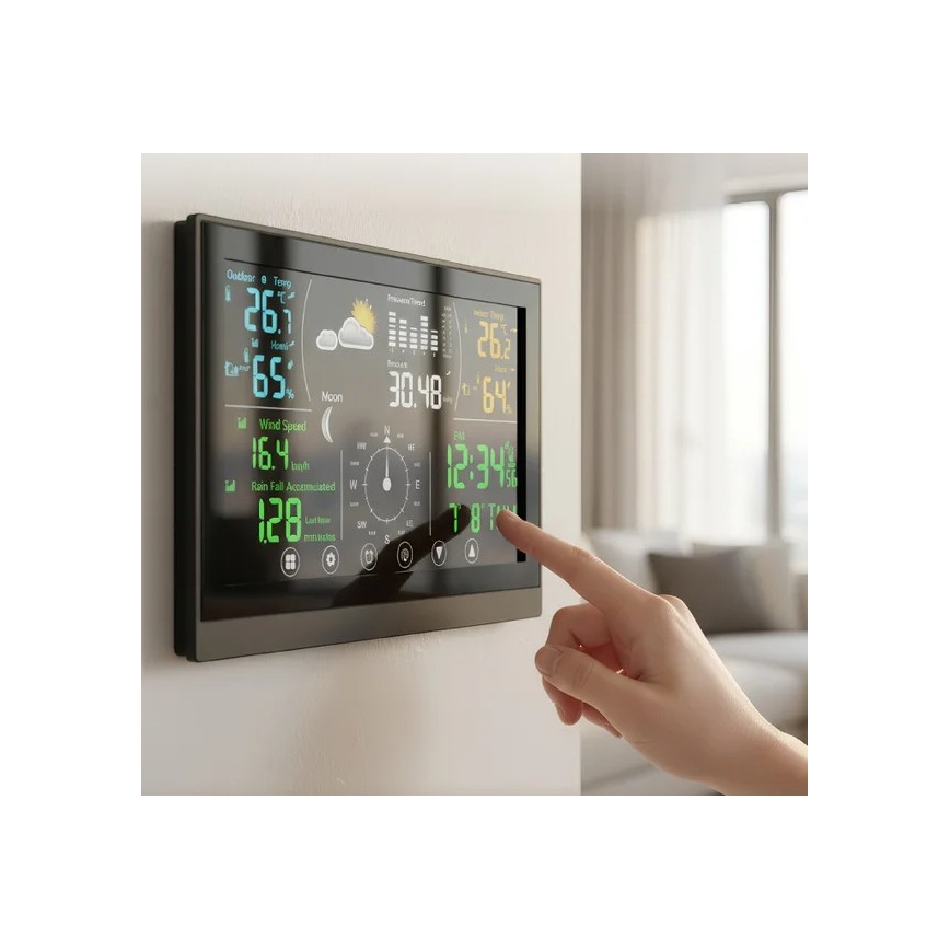 Winner Group - Dotyková meteostanica s farebným LCD displejom 5V/3xAAA + 6xAA