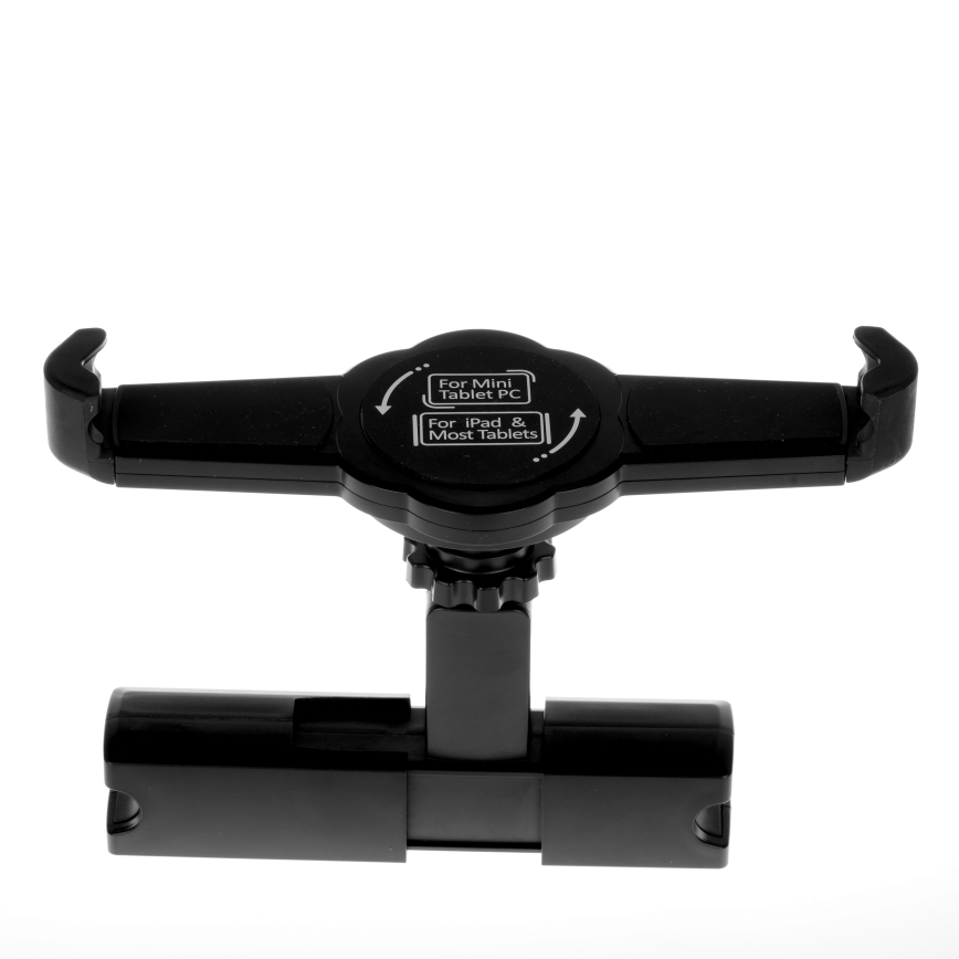 Čierny držiak na tablety drží tablet. Je vhodný pre iPad a väčšinu tabletov, vrátane mini tabletových PC. Držiak je pripevnený k základni.