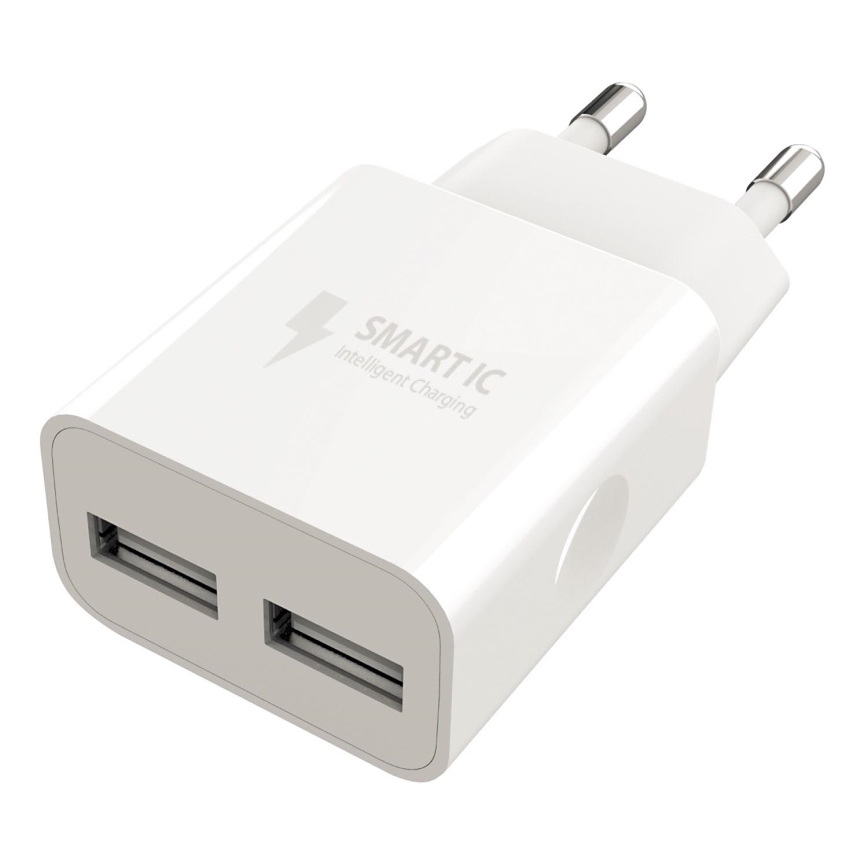 Winner Group - Nabíjací adaptér 2xUSB-A 12W biela
