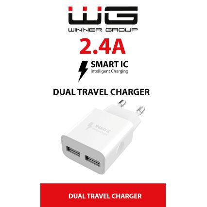 Winner Group - Nabíjací adaptér 2xUSB-A 12W biela