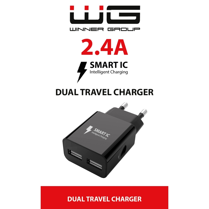 Winner Group - Nabíjací adaptér 2xUSB-A 12W čierna