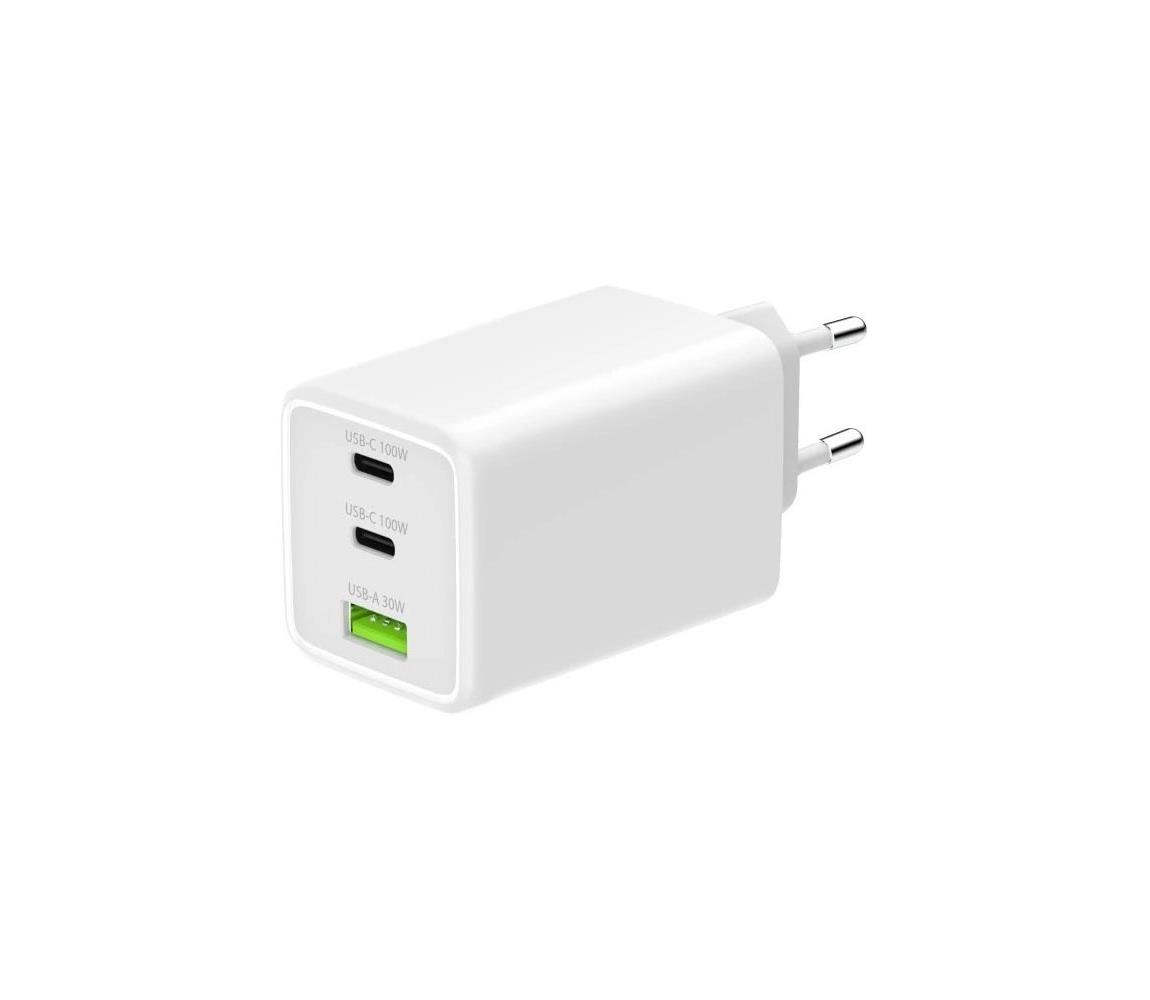 Winner Group - Nabíjací adaptér GaN 1xUSB-A + 2xUSB-C 100W biela WINSITGAN100