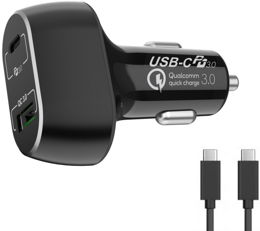 Winner Group - Nabíjačka do auta 1xUSB-C + 1xUSB-A Power Delivery 63W + USB kábel USB-C / USB-C 1 m čierna