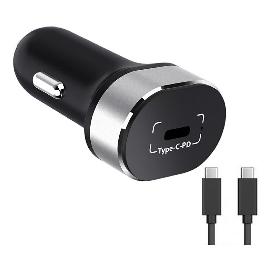 Winner Group - Nabíjačka do auta 1xUSB-C Power Delivery 20W + USB kábel USB-C / USB-C 1 m čierna