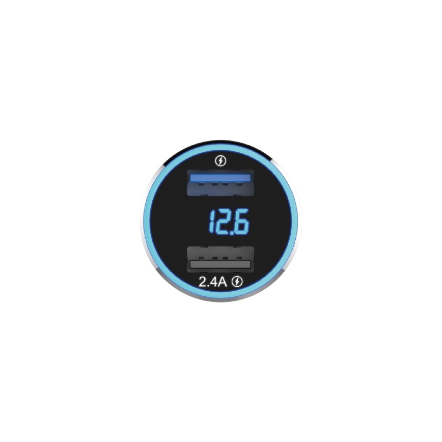 Winner Group - Nabíjačka do auta s displejom 2xUSB-A Power Delivery 30W čierna