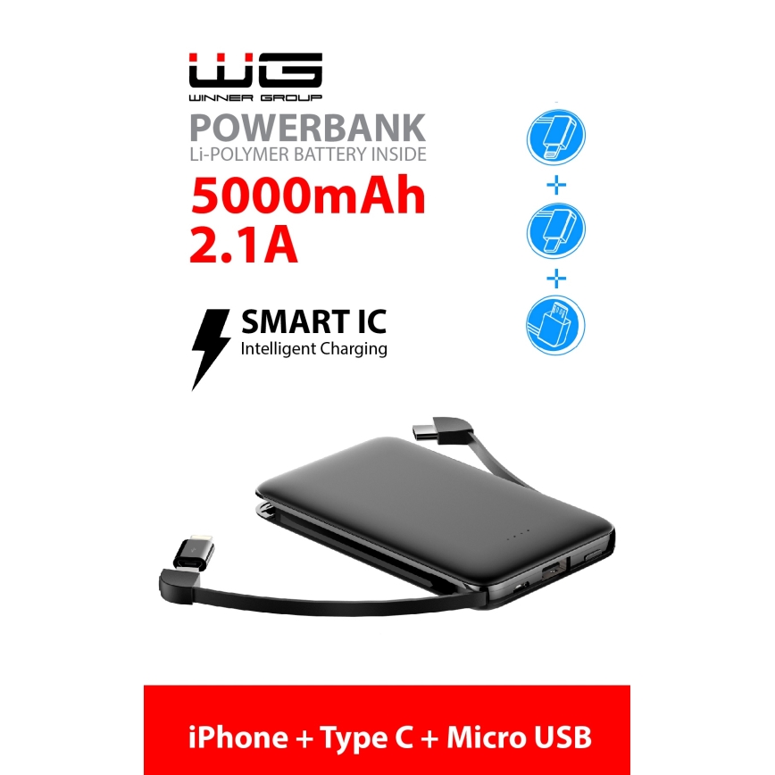 Winner Group - Powerbanka 5000 mAh čierna