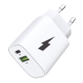 Winner Group - Rýchlonabíjací adaptér 1xUSB-C + 1xUSB-A Power Delivery 20W biela