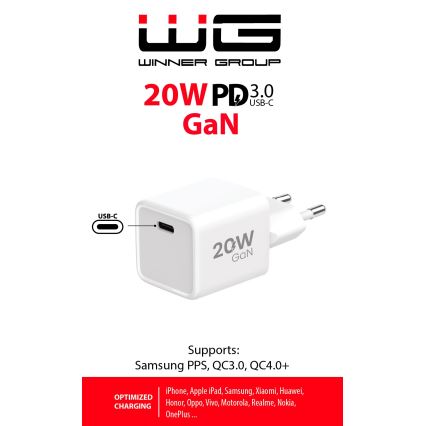 Winner Group - Rychlonabíjací adaptér 1xUSB-C Power Delivery 20W biela
