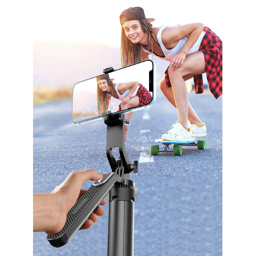 Winner Group - Selfie tyč 3v1 so stojanom 55 mAh 180 cm čierna