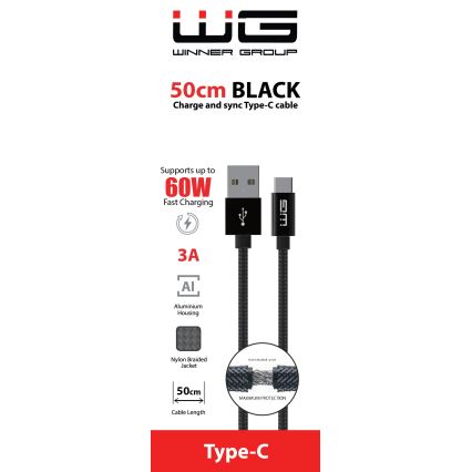 Winner Group - USB kábel USB-C / USB-A 60W 50cm čierna