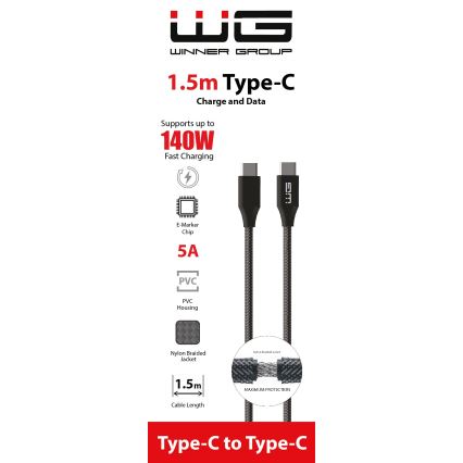 Winner Group - USB kábel USB-C / USB-C 140W 1,5m čierna