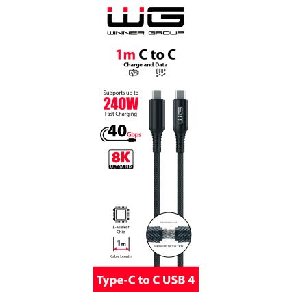 Winner Group - USB kábel USB-C / USB-C 240W 1m čierna