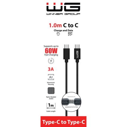 Winner Group - USB kábel USB-C / USB-C 60W 1m čierna