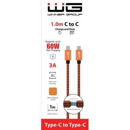 Winner Group - USB kábel USB-C / USB-C 60W 1m oranžová