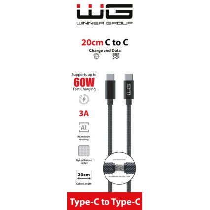 Winner Group - USB kábel USB-C / USB-C 60W 20cm čierna