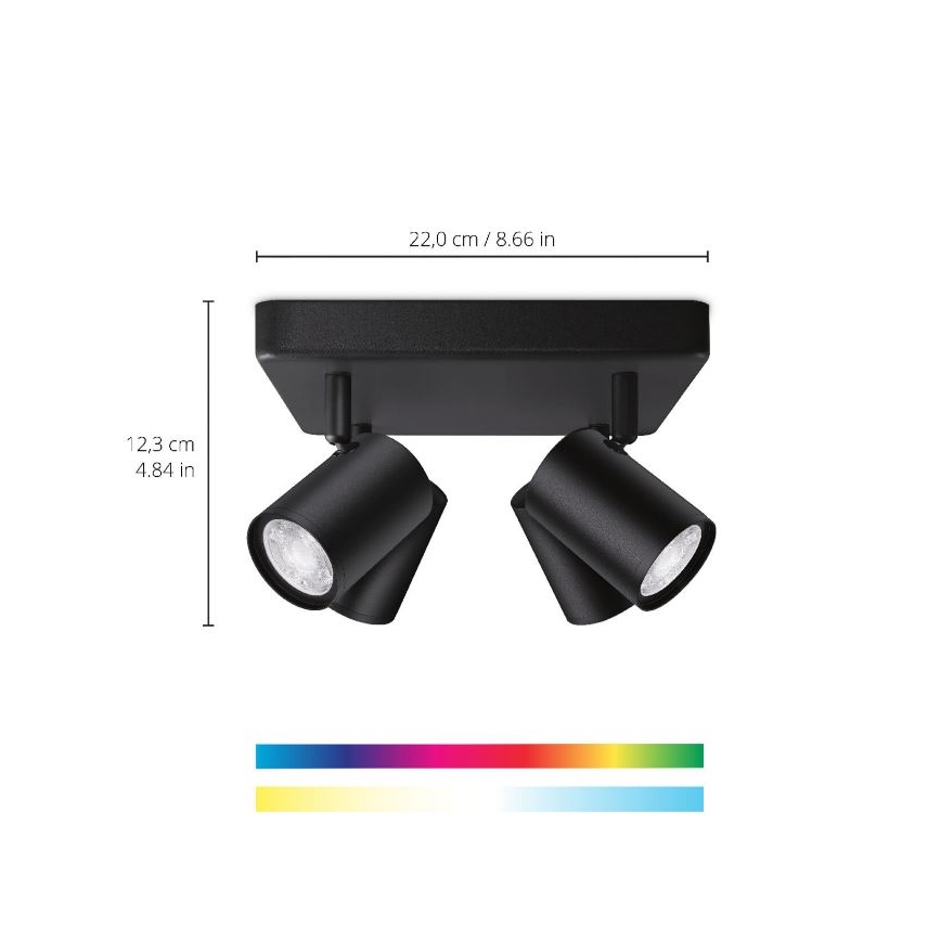 WiZ - LED RGBW Stmievateľné bodové svietidlo IMAGEO 4xGU10/4,9W/230V 2200-6500K Wi-Fi CRI 90 čierna