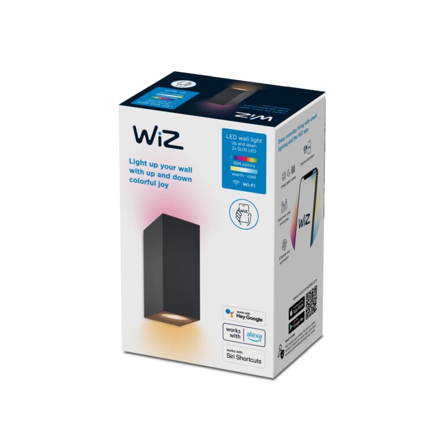 WiZ -LED RGBW Stmievateľné nástenné svietidlo UP&DOWN 2xGU10/4,7W/230V 2200-6500K Wi-Fi CRI 90 čierna