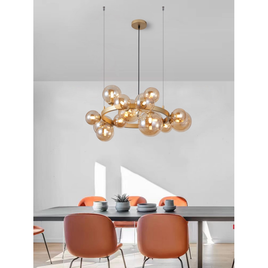 Wofi 5014-1501W - LED Luster na lanku VILLA 15xG9/3W/230V zlatá