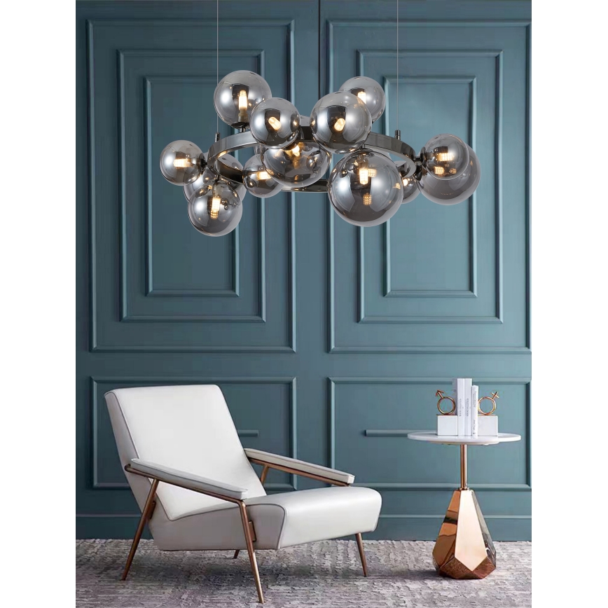Wofi 5014-1505W - LED Luster na lanku VILLA 15xG9/3W/230V čierna