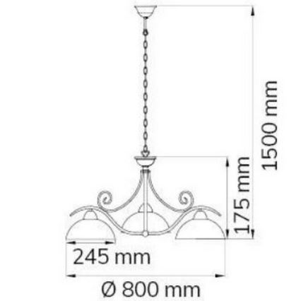 Wofi 5128.03.09.0000 - Luster na reťazi LACCHINO 3xE27/60W/230V