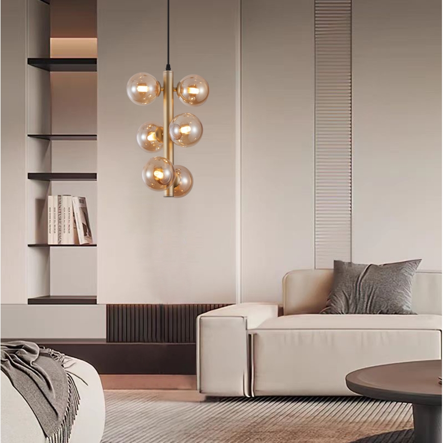 Wofi 6014-601W - LED Luster na lanku VILLA 6xG9/3W/230V zlatá