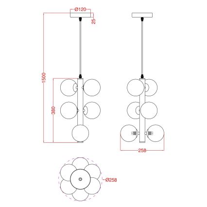 Wofi 6014-605W - LED Luster na lanku VILLA 6xG9/3W/230V čierna