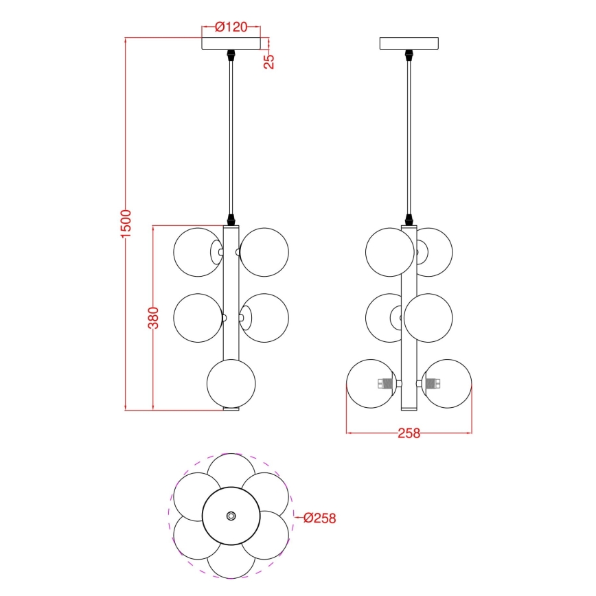 Wofi 6014-605W - LED Luster na lanku VILLA 6xG9/3W/230V čierna