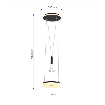 Wofi 6054-302 - LED Stmievateľný luster na lanku JESSE LED/15,5W/230V čierna