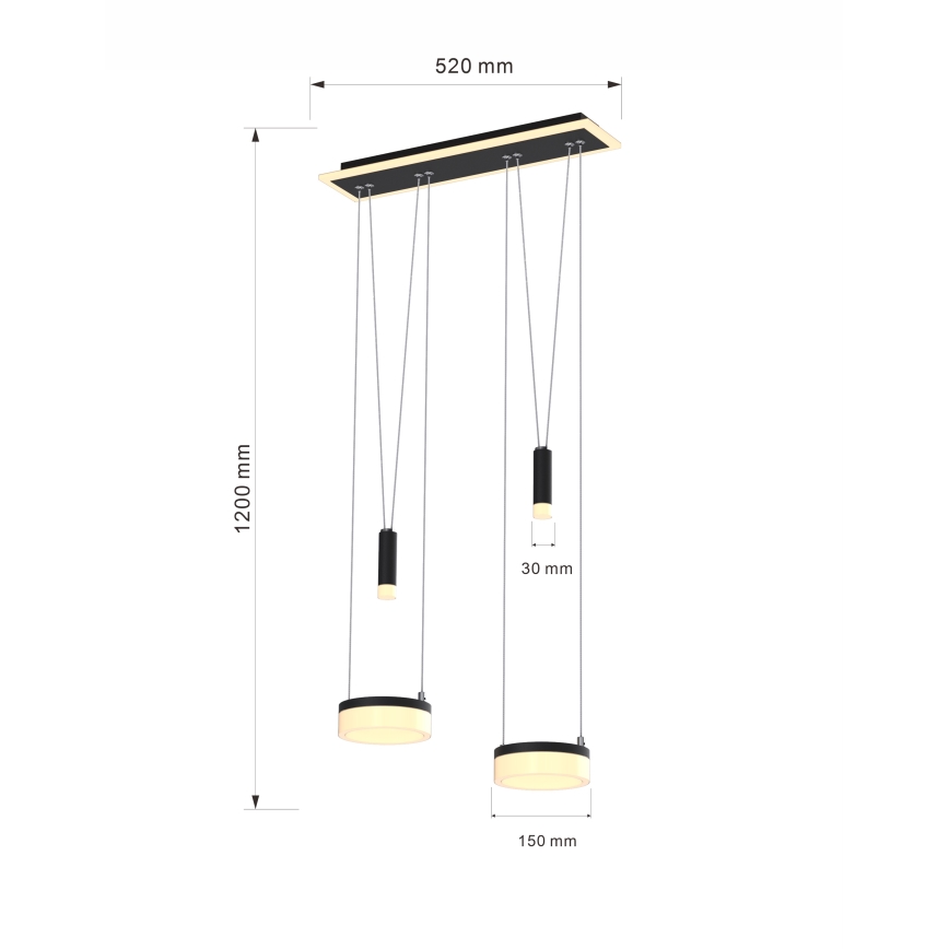 Wofi 6054-502 - LED Stmievateľný luster na lanku JESSE LED/21W/230V čierna