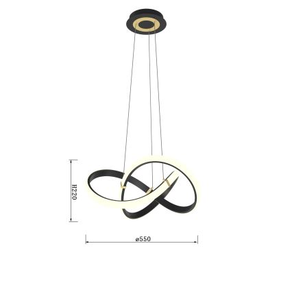 Wofi 6134-104 - LED Stmievateľný luster na lanku INDIGO LED/44W/230V čierna/zlatá