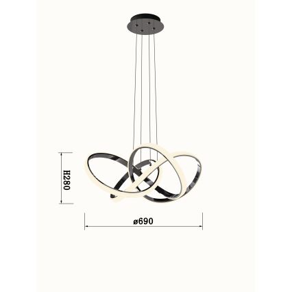 Wofi 6134-105L - LED Stmievateľný luster na lanku INDIGO LED/50W/230V čierna/lesklý chróm