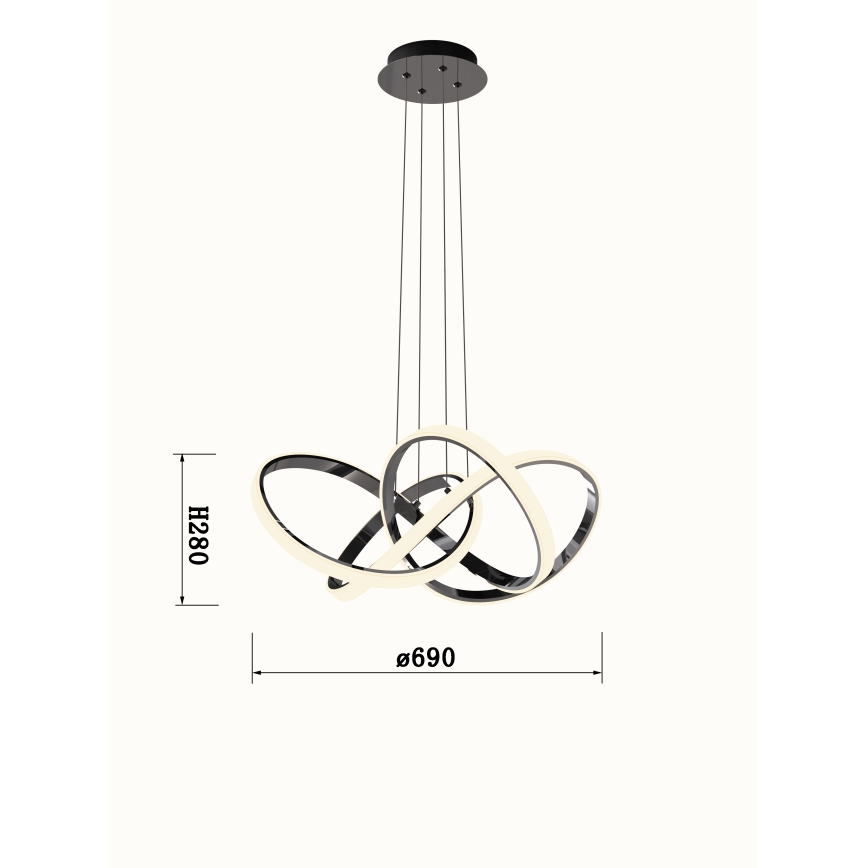 Wofi 6134-105L - LED Stmievateľný luster na lanku INDIGO LED/50W/230V čierna/lesklý chróm