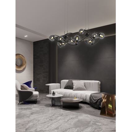 Wofi 7014-1405 - LED Luster na lanku NANCY 14xG9/3,5W/230V čierna/lesklý chróm