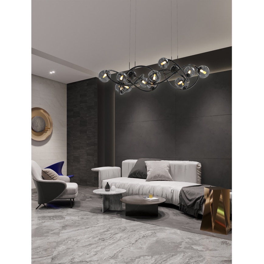 Wofi 7014-1405 - LED Luster na lanku NANCY 14xG9/3,5W/230V čierna/lesklý chróm