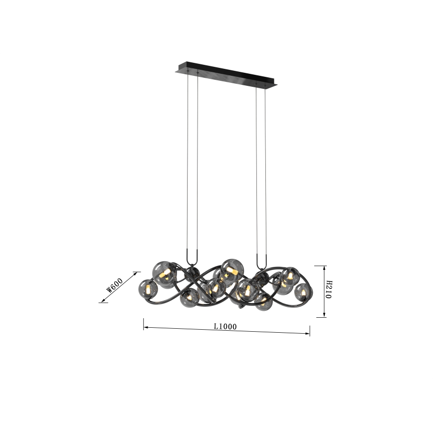Wofi 7014-1405 - LED Luster na lanku NANCY 14xG9/3,5W/230V čierna/lesklý chróm