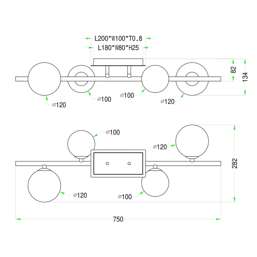 Wofi 7014-405W - LED Prisadený luster VILLA 4xG9/3W/230V čierna