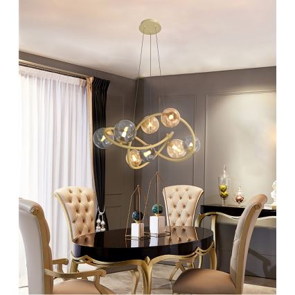 Wofi 7014-804 - LED Luster na lanku NANCY 8xG9/3,5W/230V zlatá/šedá
