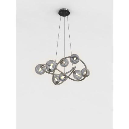 Wofi 7014-805 - LED Luster na lanku NANCY 8xG9/3,5W/230V čierna/lesklý chróm