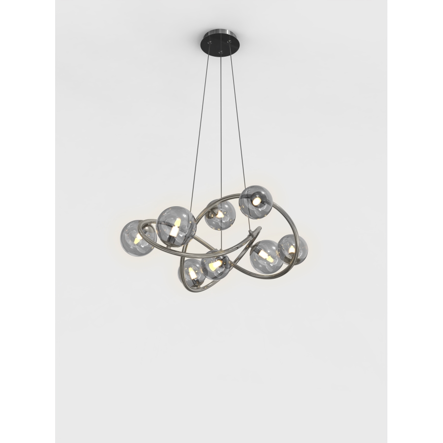 Wofi 7014-805 - LED Luster na lanku NANCY 8xG9/3,5W/230V čierna/lesklý chróm