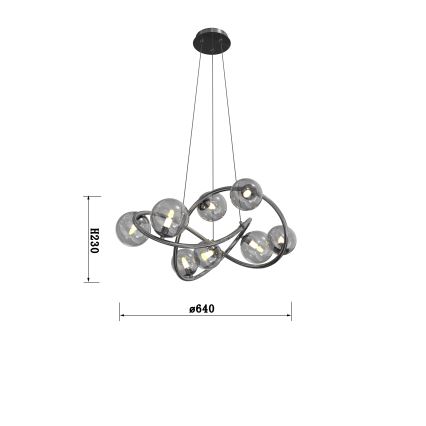 Wofi 7014-805 - LED Luster na lanku NANCY 8xG9/3,5W/230V čierna/lesklý chróm