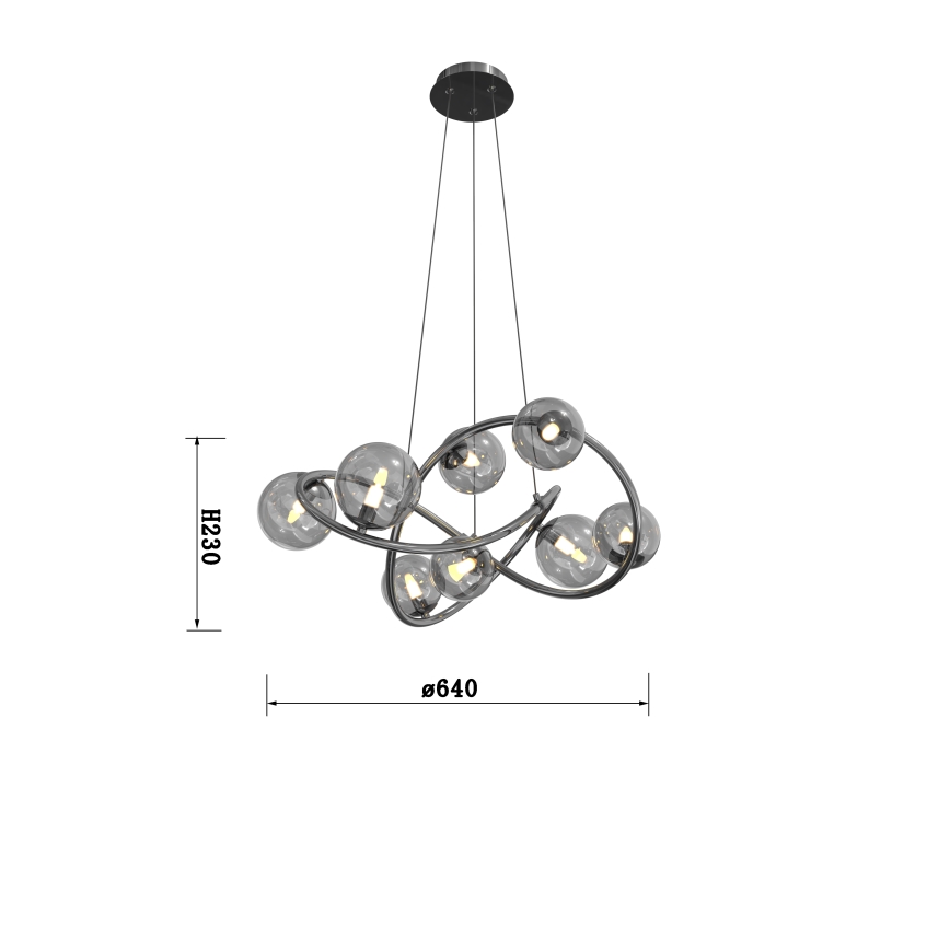 Wofi 7014-805 - LED Luster na lanku NANCY 8xG9/3,5W/230V čierna/lesklý chróm