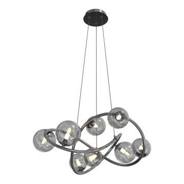 Wofi 7014-805 - LED Luster na lanku NANCY 8xG9/3,5W/230V čierna/lesklý chróm
