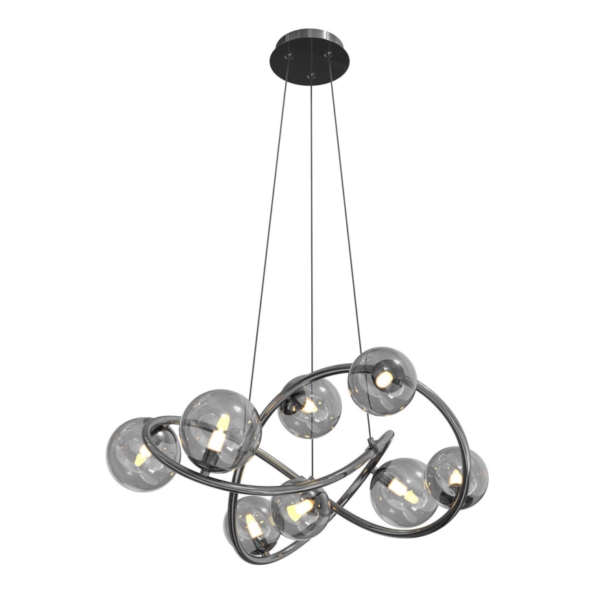 Wofi 7014-805 - LED Luster na lanku NANCY 8xG9/3,5W/230V čierna/lesklý chróm