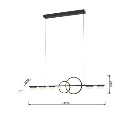 Wofi 7030-702 - LED Stmievateľný luster na lanku MESSINA LED/57W/230V čierna