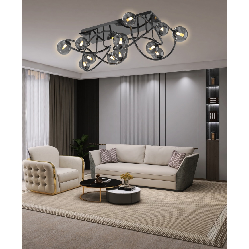 Wofi 9014-1205 - LED Prisadený luster NANCY 12xG9/3,5W/230V čierna/lesklý chróm