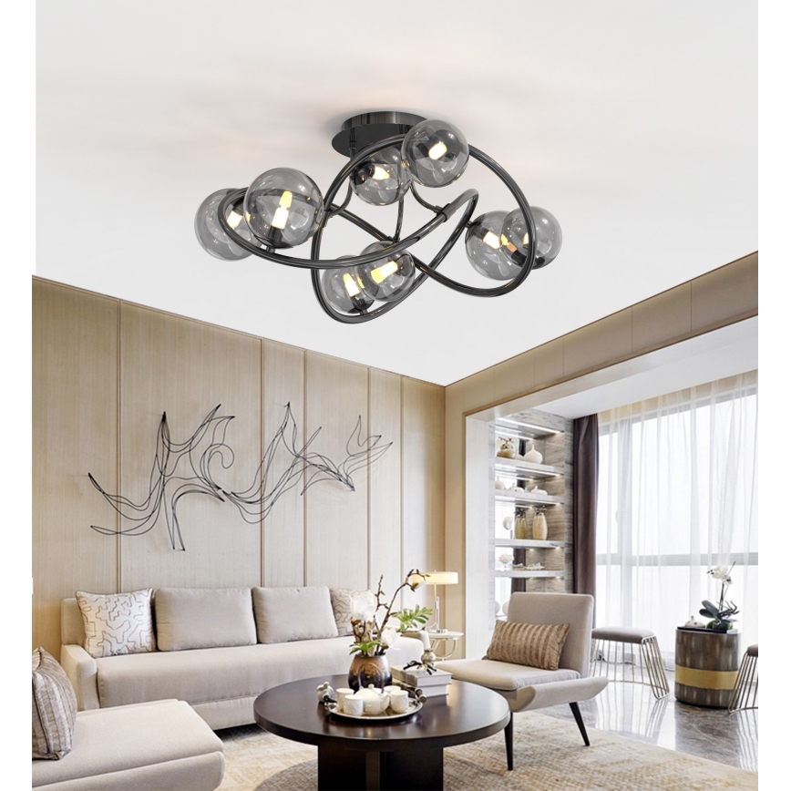 Wofi 9014-805 - LED Prisadený luster NANCY 8xG9/3,5W/230V čierna/lesklý chróm